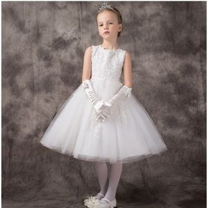 Off-White Tulle Flower Girl Dress